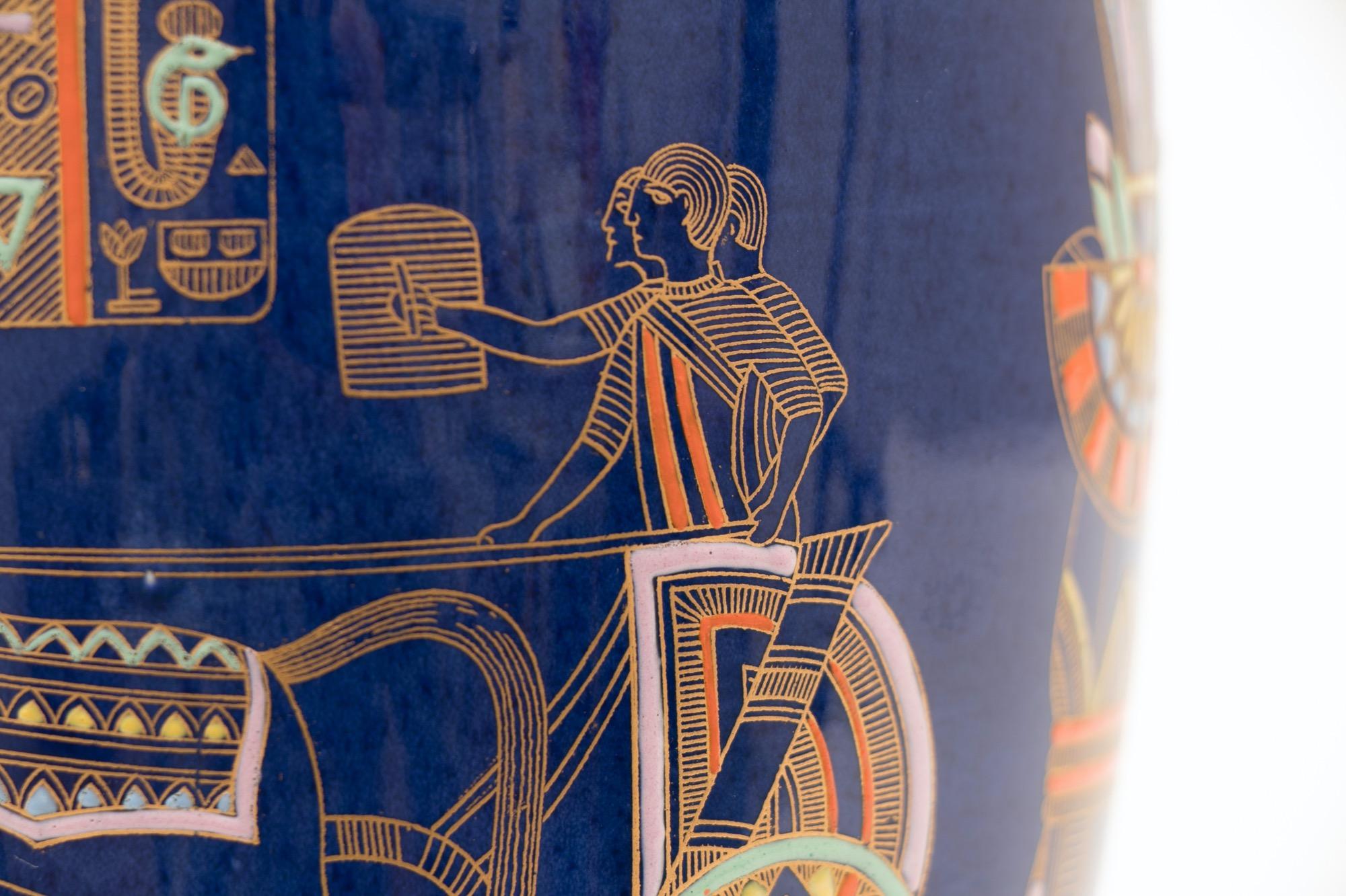 Pair of Art Deco Carltonware Temple Jars with Tutankhamun Design For Sale 4