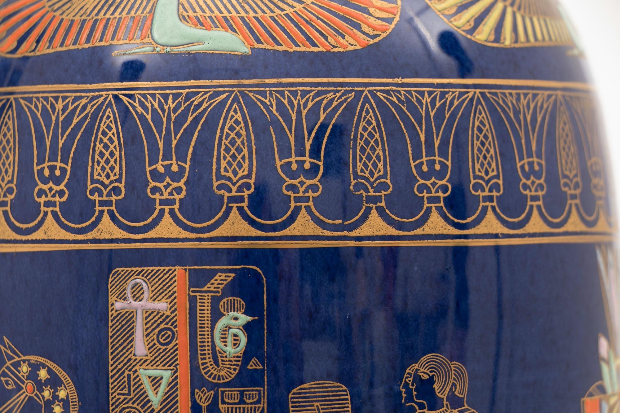 Pair of Art Deco Carltonware Temple Jars with Tutankhamun Design For Sale 5