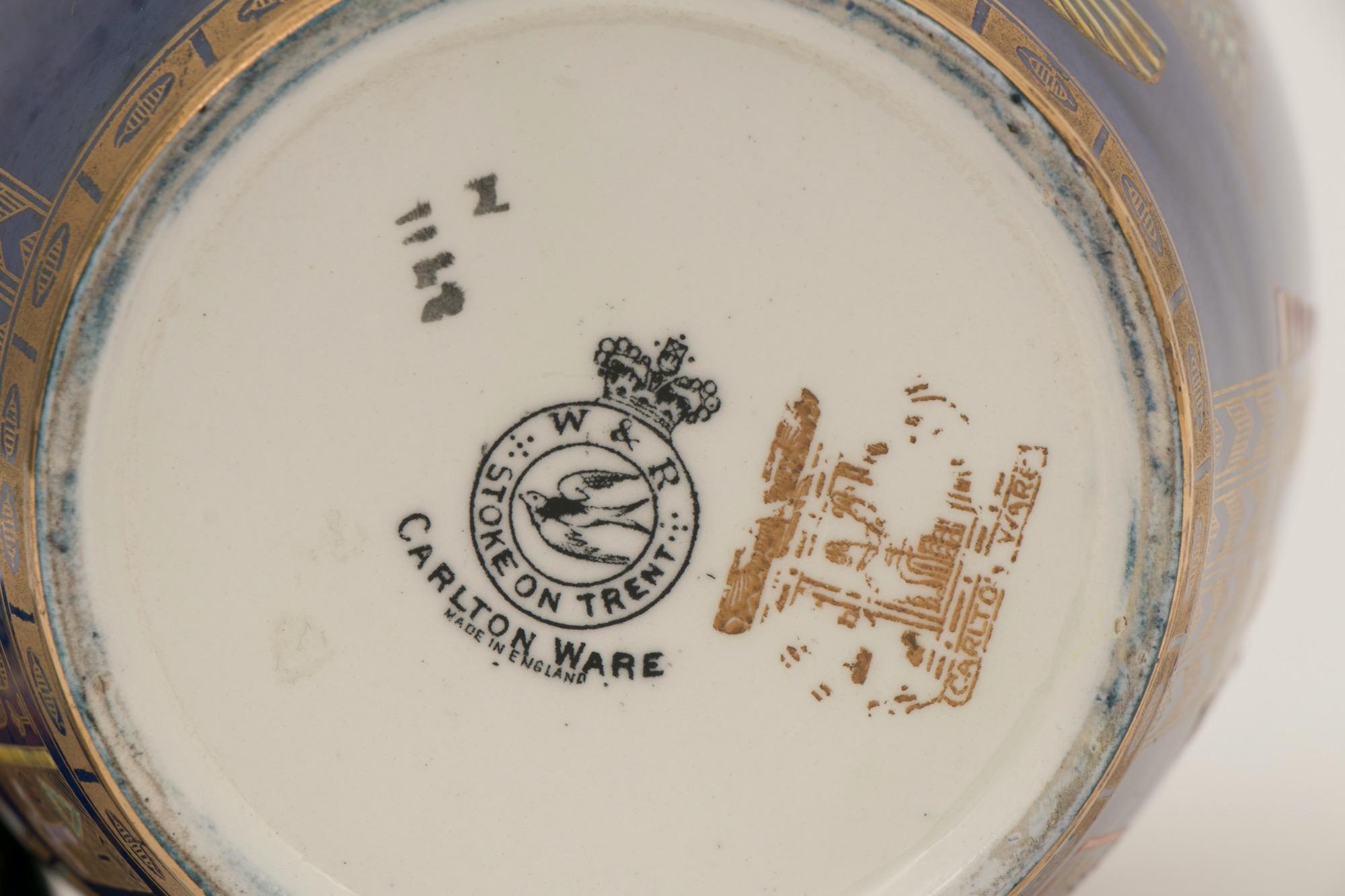 Pair of Art Deco Carltonware Temple Jars with Tutankhamun Design For Sale 9