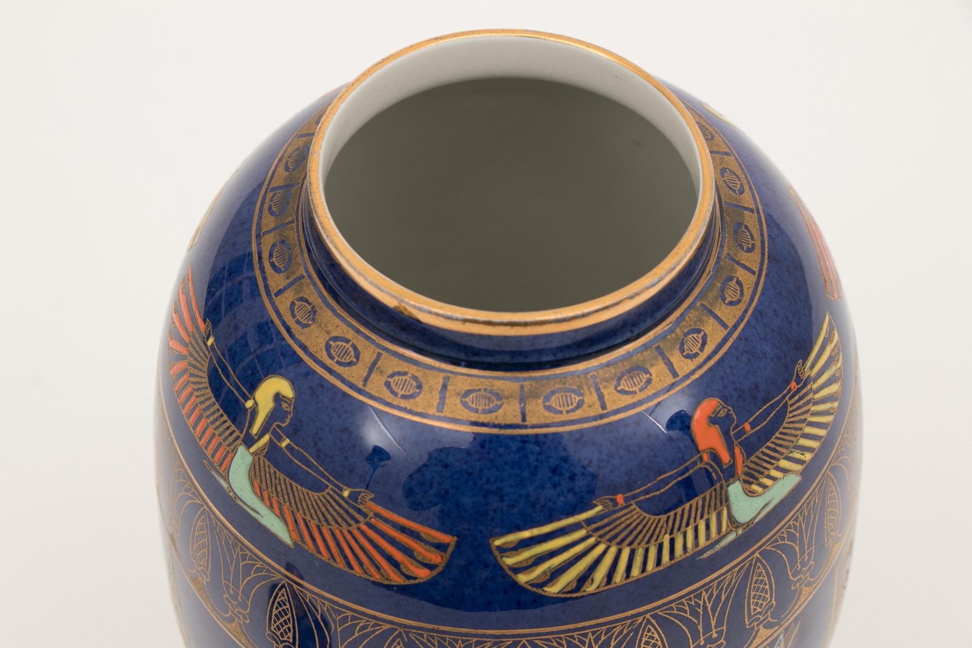 Pair of Art Deco Carltonware Temple Jars with Tutankhamun Design For Sale 2