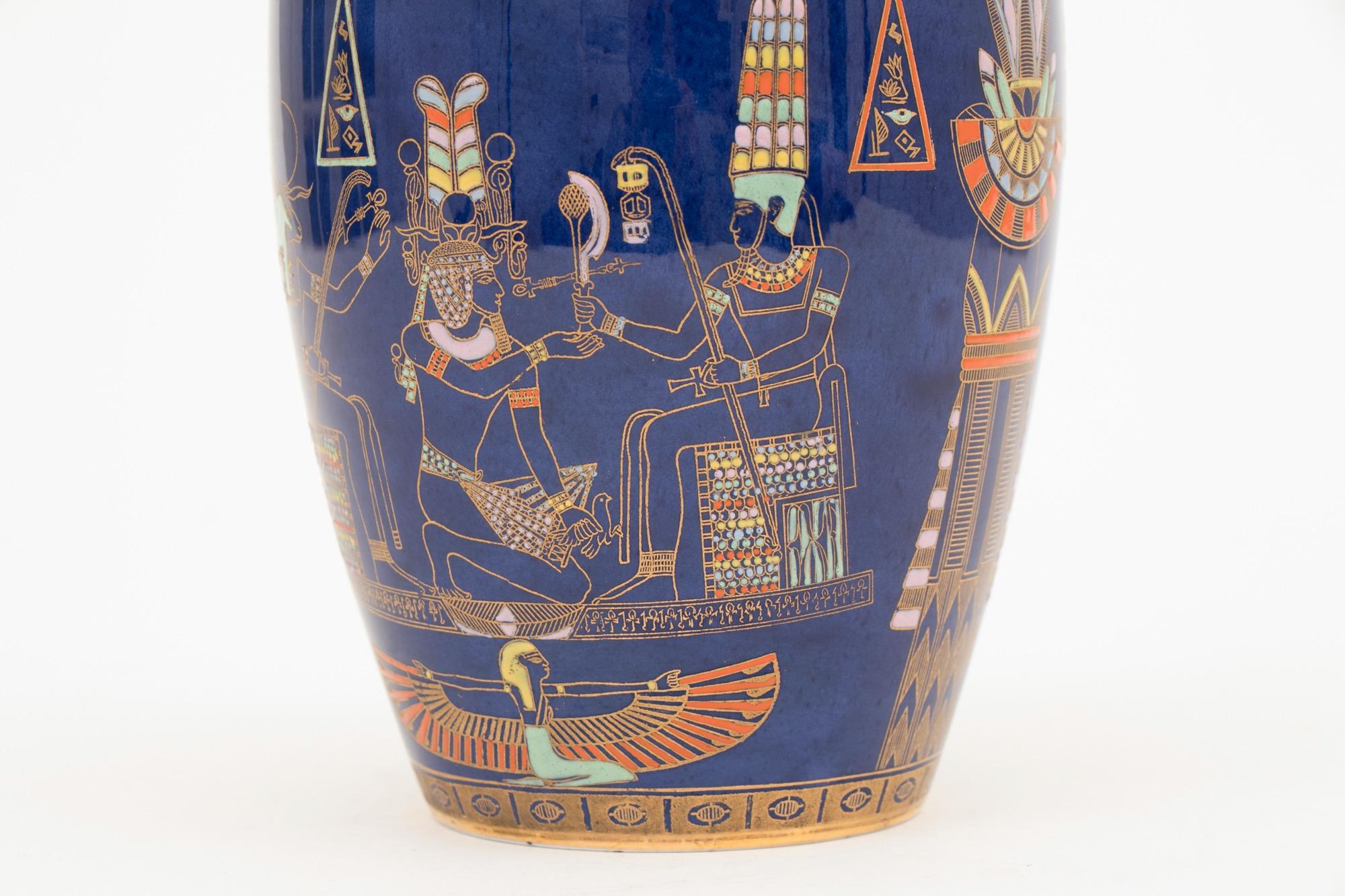 Pair of Art Deco Carltonware Temple Jars with Tutankhamun Design For Sale 3