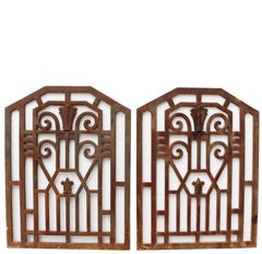 Pair of Art Deco Cast Iron Panels