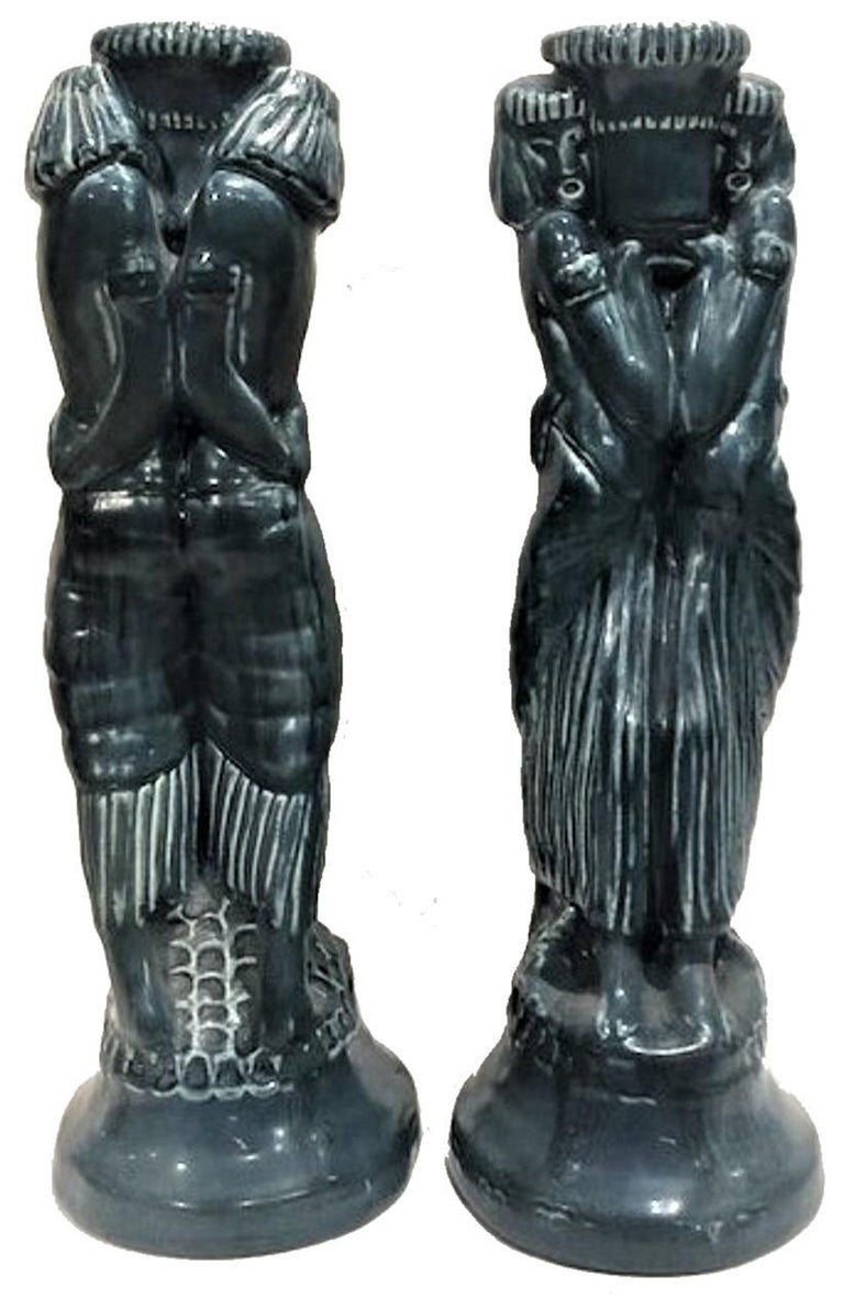 A Pair of Art Deco Ceramic Candle Holders by Roockwood Pottery, ca