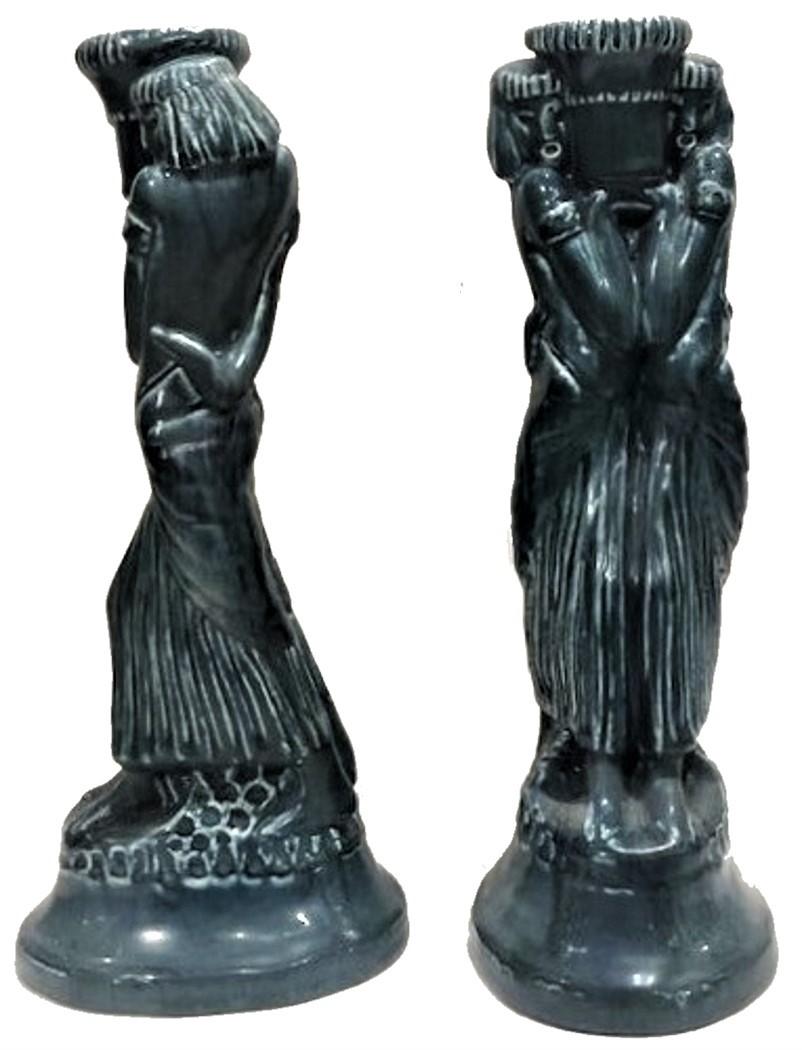 American A Pair of Art Deco Ceramic Candle Holders by Roockwood Pottery, ca. 1920 For Sale