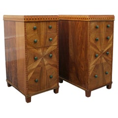 Pair of Art Deco Chests of Drawers English circa 1925 Burr Walnut