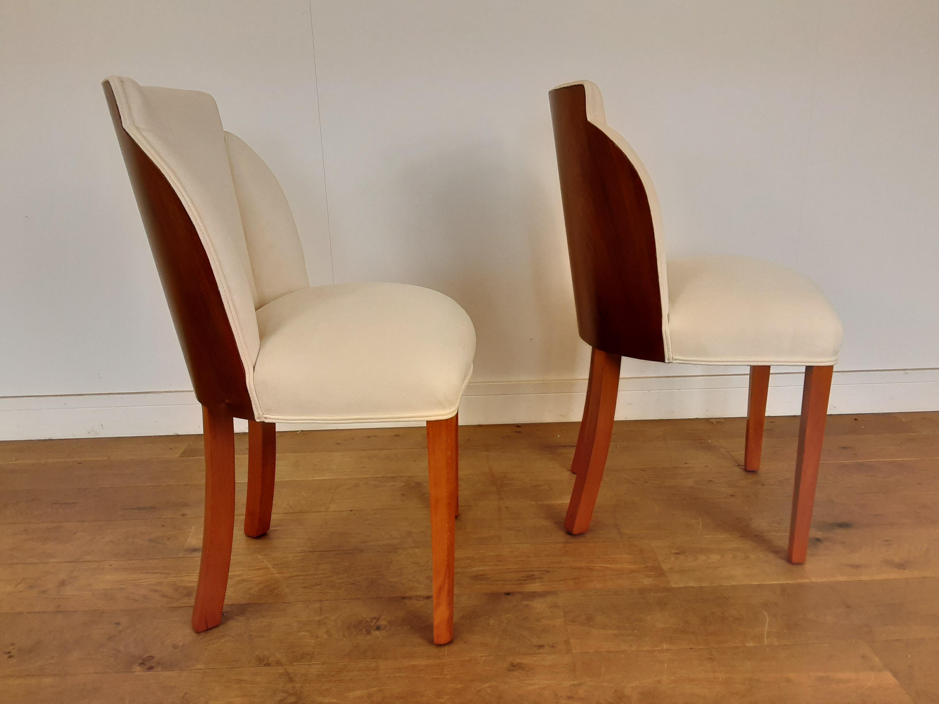 British Pair of Art Deco Cloud Back Chairs in Walnut by Epstein, circa 1930 For Sale