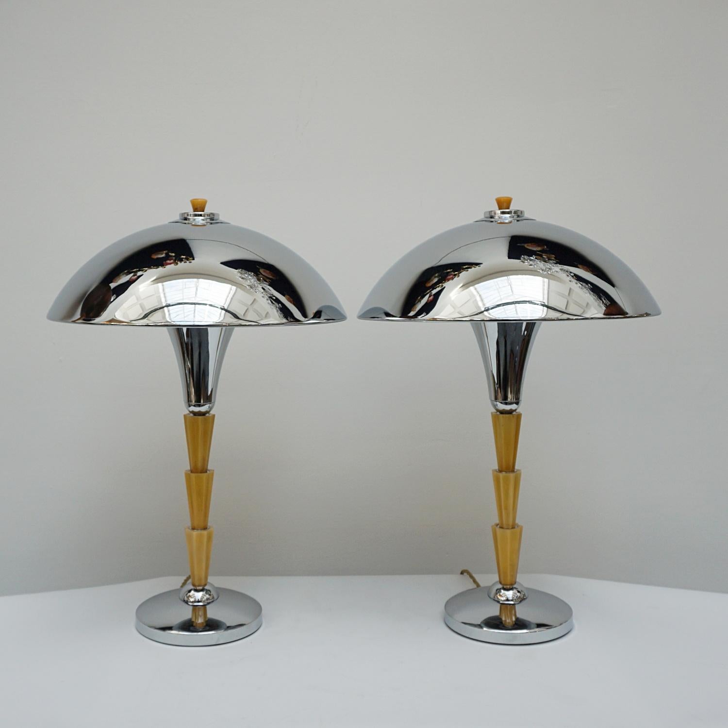 Mid-20th Century Pair of Art Deco Dome Lamps