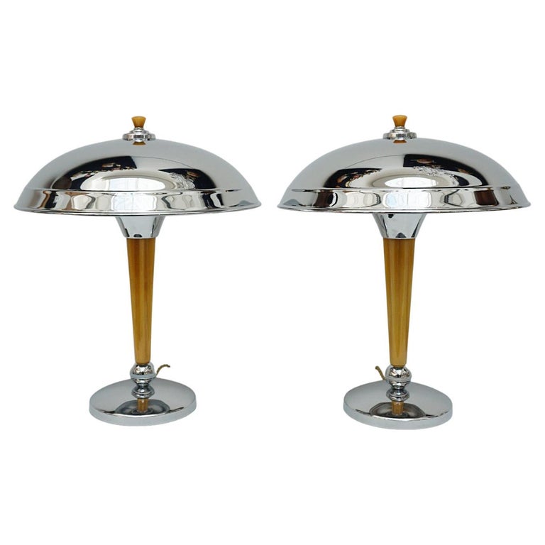 A Pair of Art Deco Dome Lamps For Sale