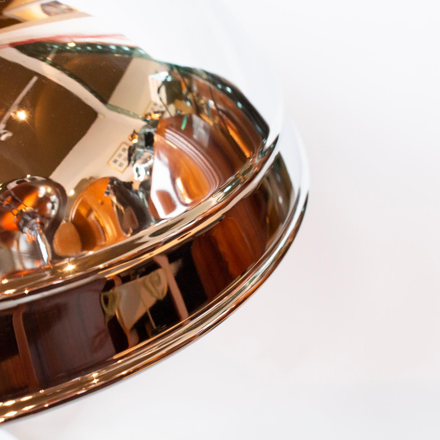 Pair of Art Deco Dome Lamps with Chrome Domed Shades with Amber Bakelite Stem 1