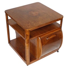 Pair of Art Deco Drinks Tables Burr & Figured Walnut English, Circa 1940
