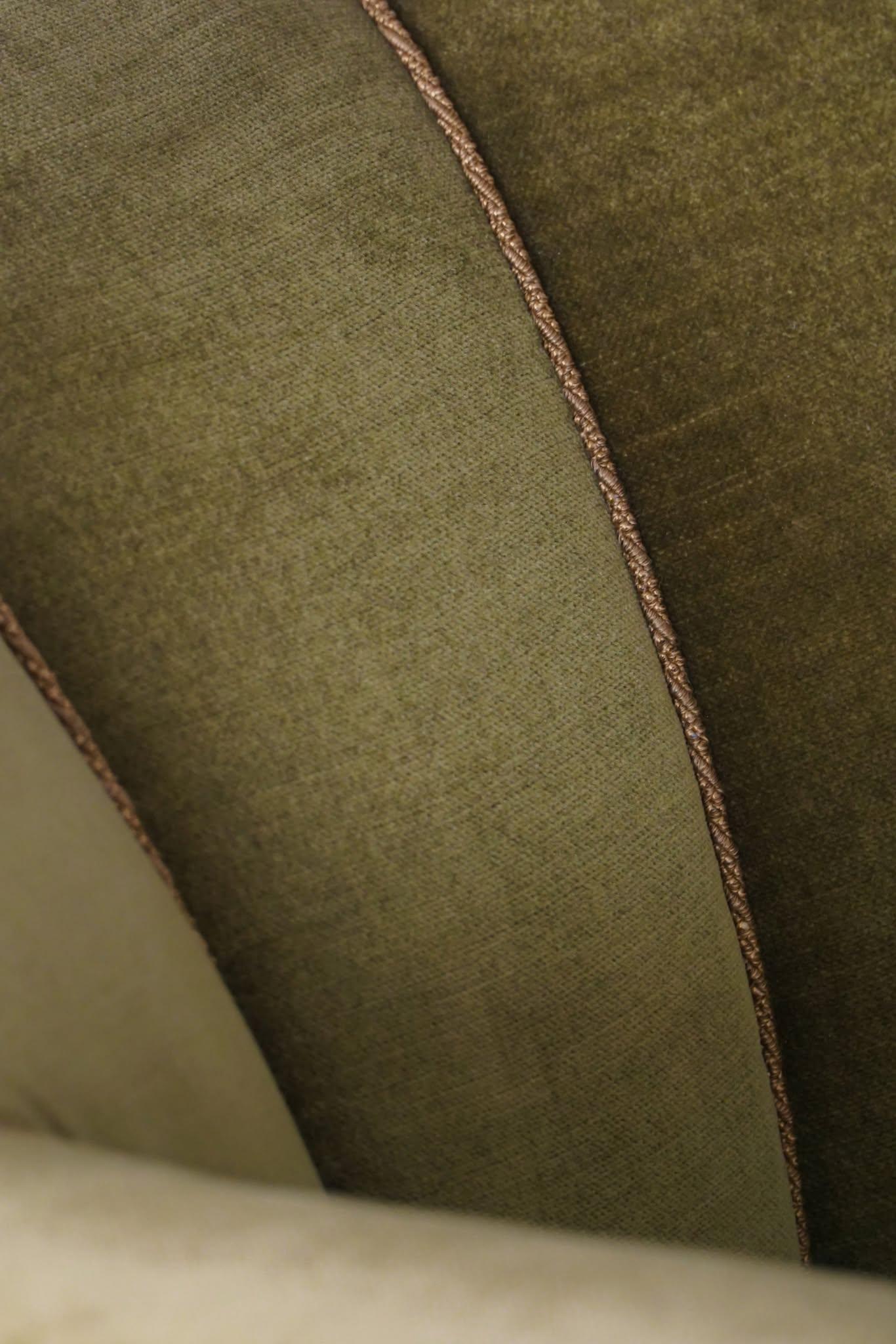 Fabric A Pair of Art Deco Easy Chairs in Green Velour, Swedish Cabinetmaker, 1940s For Sale