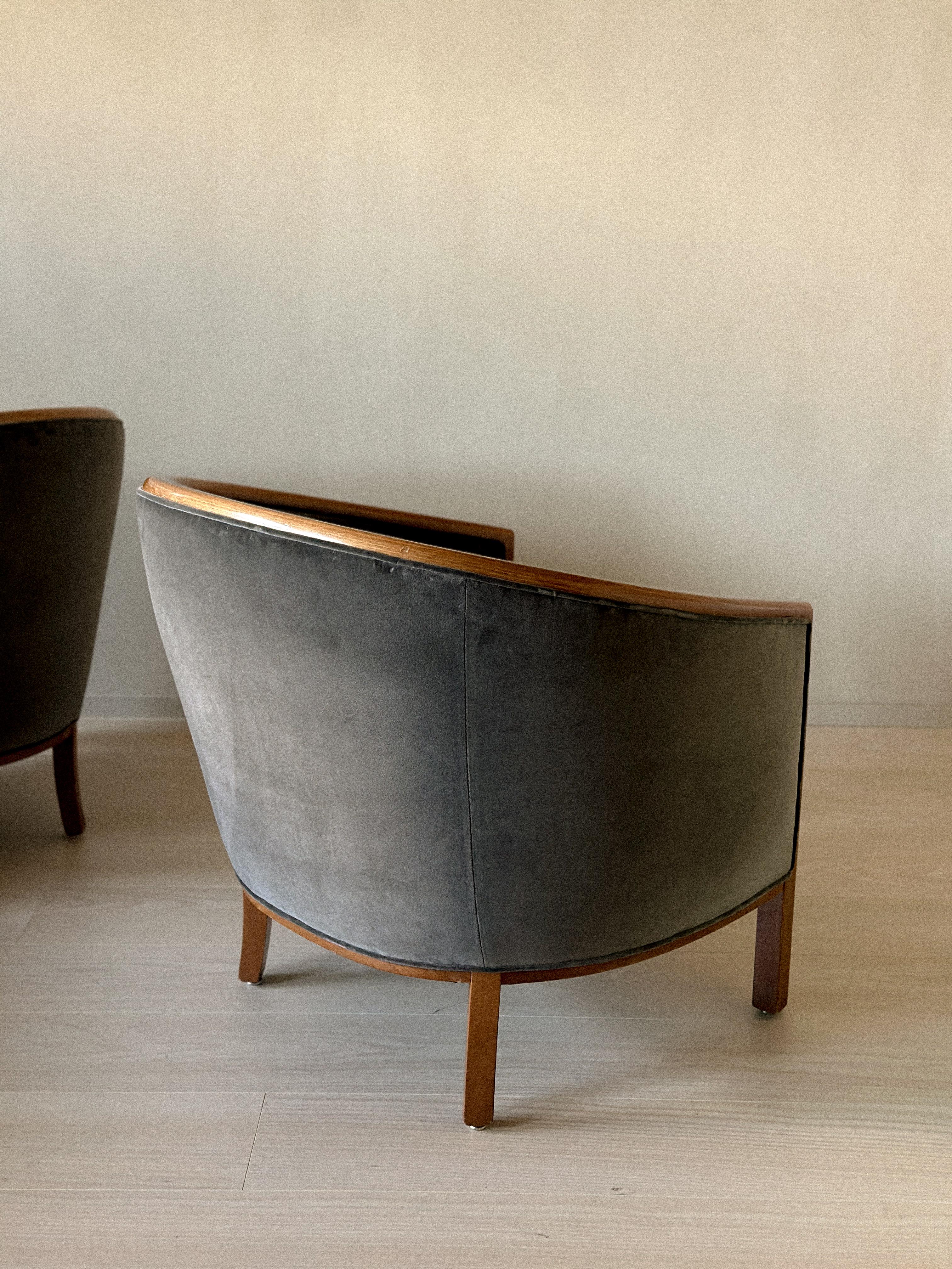 Paire de chaises Œuf Art déco en velours, Scandinavie, vers les années 1960 en vente 6