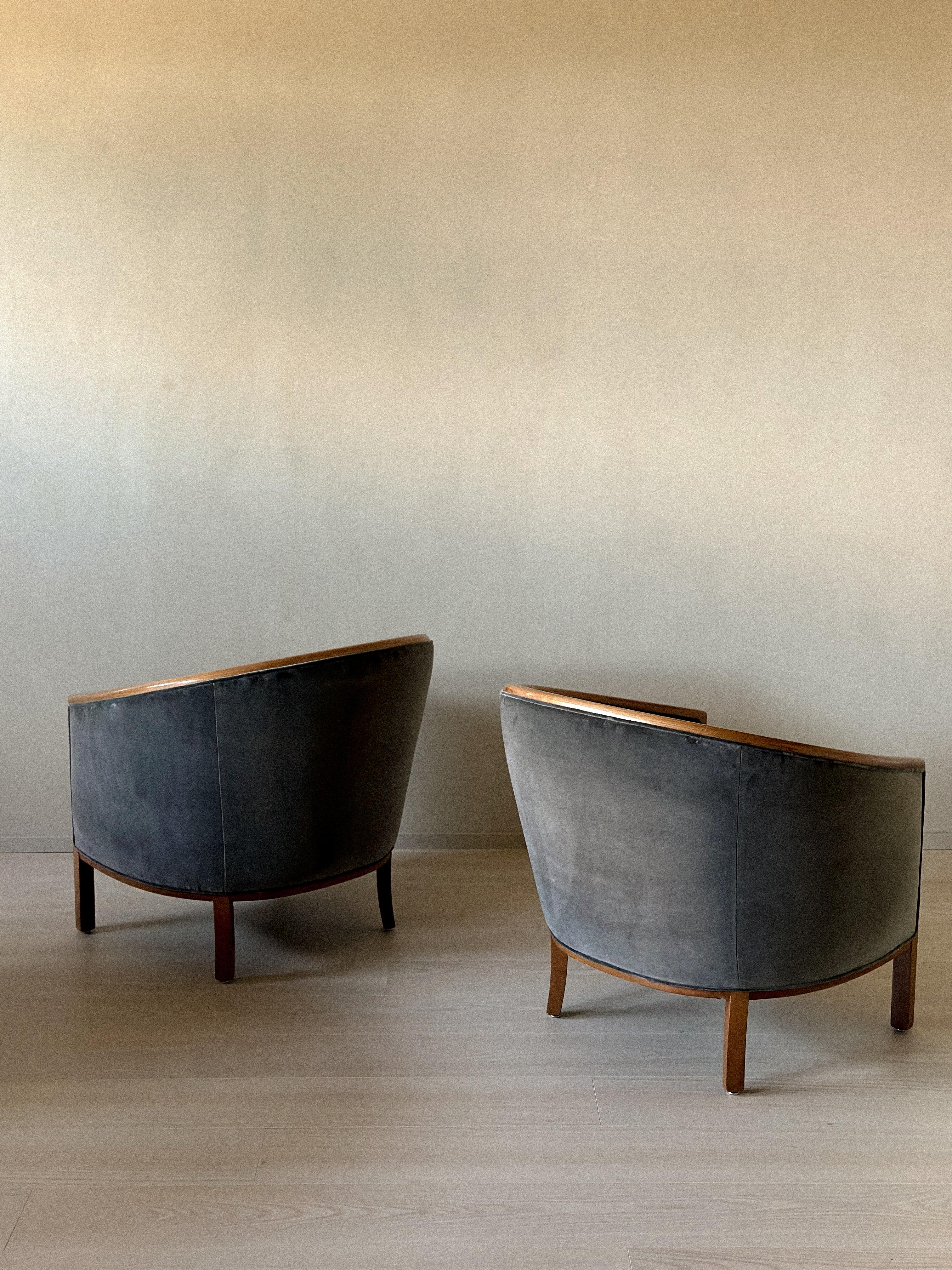 Paire de chaises Œuf Art déco en velours, Scandinavie, vers les années 1960 en vente 7