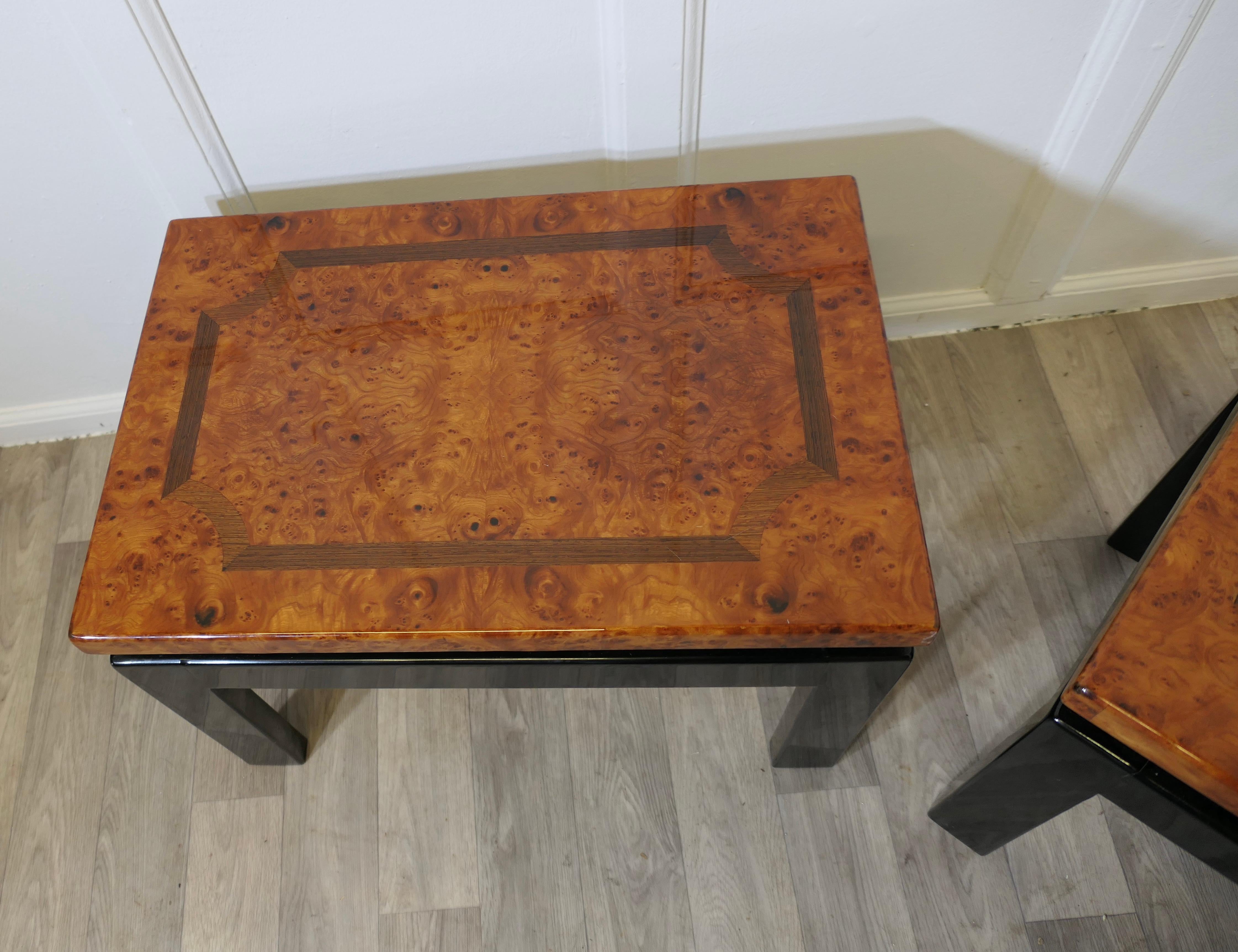 A Pair of Art Deco Floating Top Walnut & Lacquered Low Tables For Sale 2