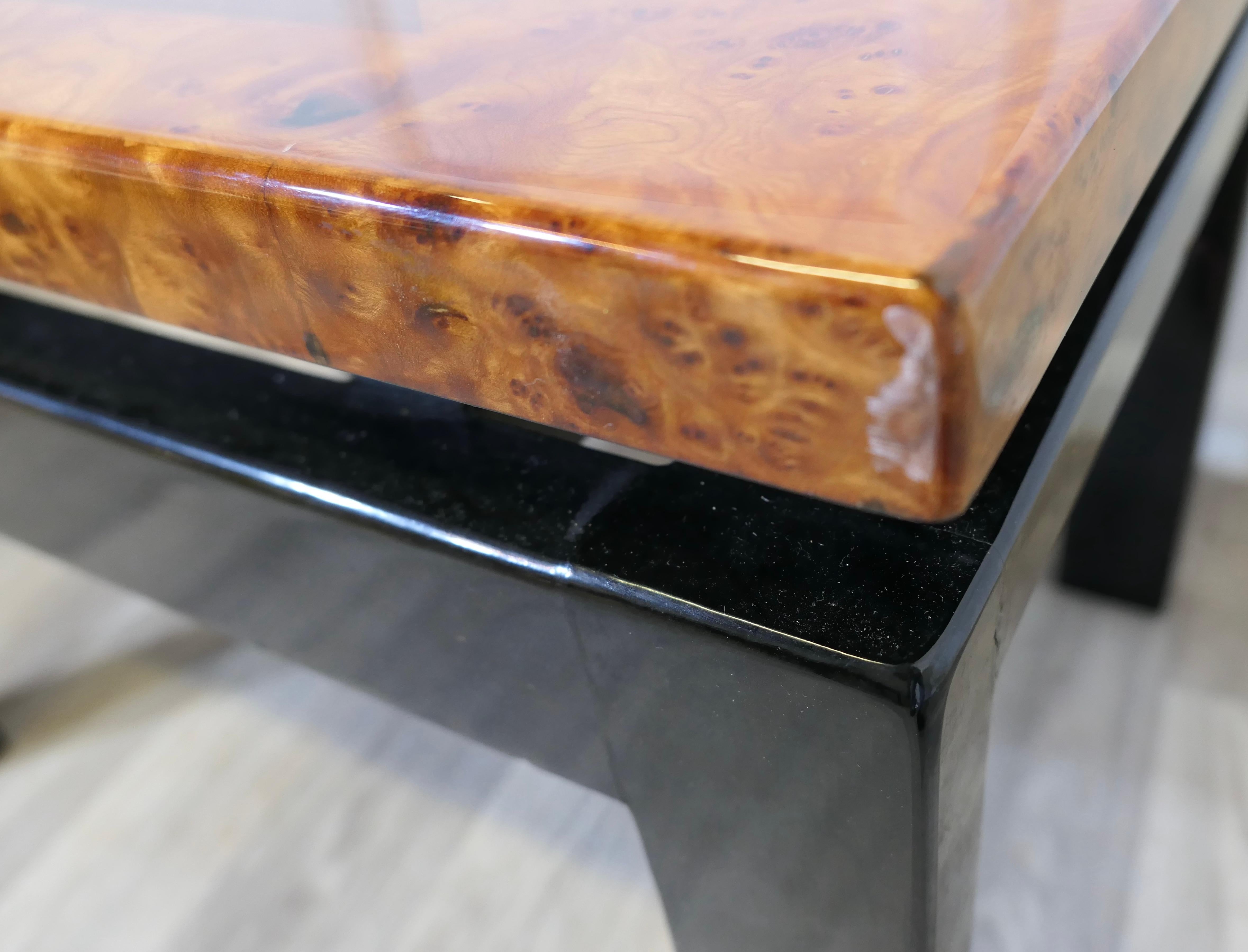 A Pair of Art Deco Floating Top Walnut & Lacquered Low Tables For Sale 3