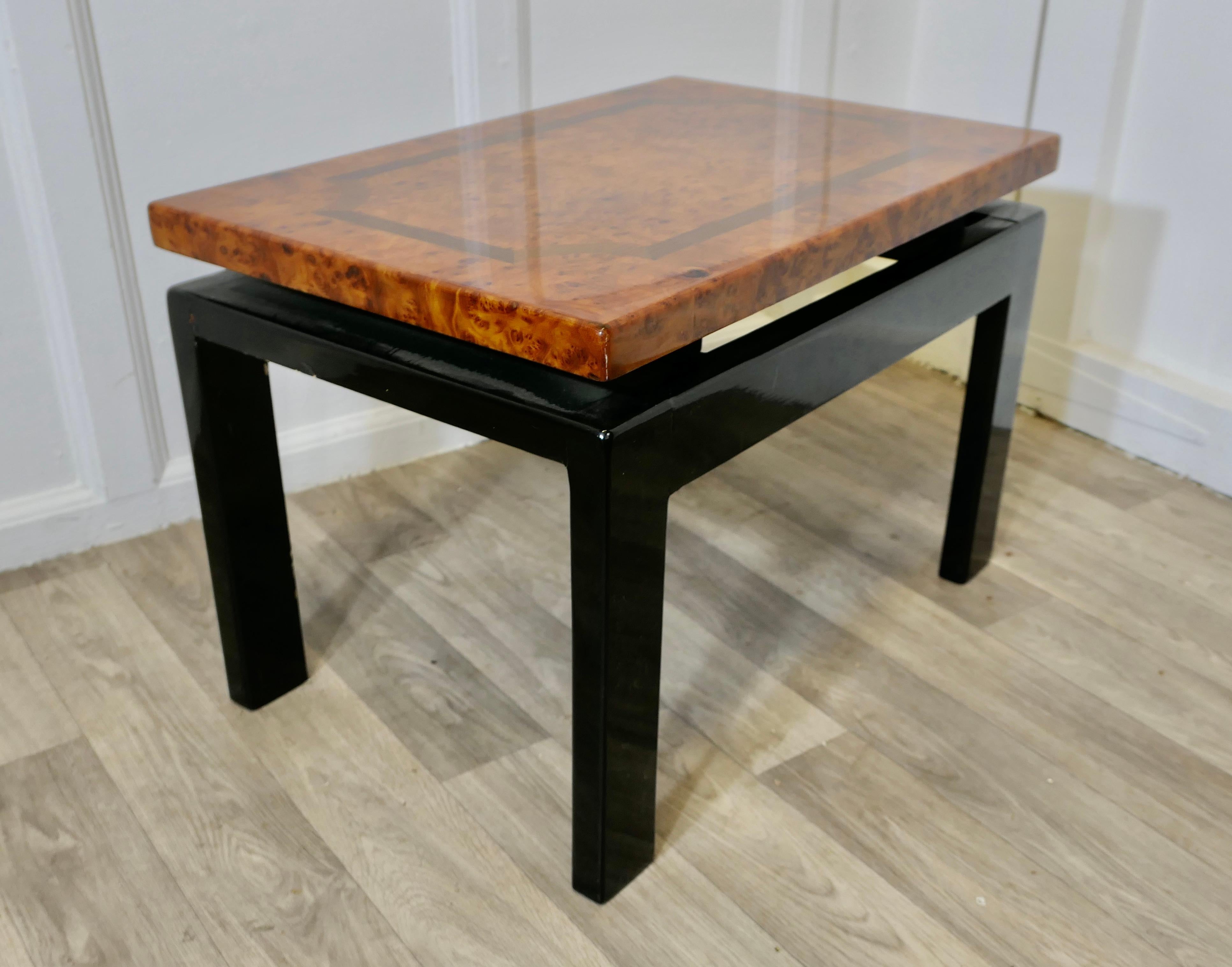A Pair of Art Deco Floating Top Walnut & Lacquered Low Tables For Sale 4