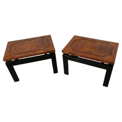 A Pair of Art Deco Floating Top Walnut & Lacquered Low Tables