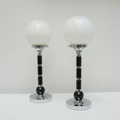 A Pair of Art Deco Glass Globed Table Lamps
