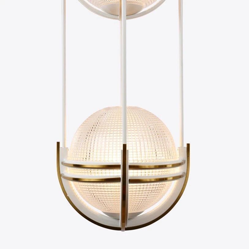 Contemporary Pair of Art Deco Style Holophane Globular Glass Pendant Ceiling Lights For Sale
