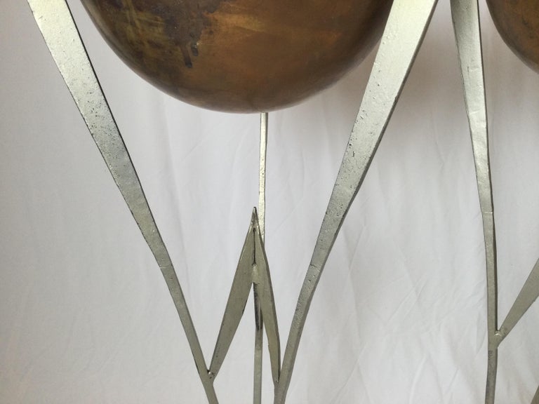Pair of Art Deco Iron and Copper Plant Stands Attributed to Warren MacArthur In Good Condition For Sale In Lambertville, NJ