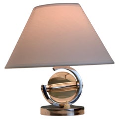 Paire de lampes Art Déco - Acier nickelé et cristal - France - 1930