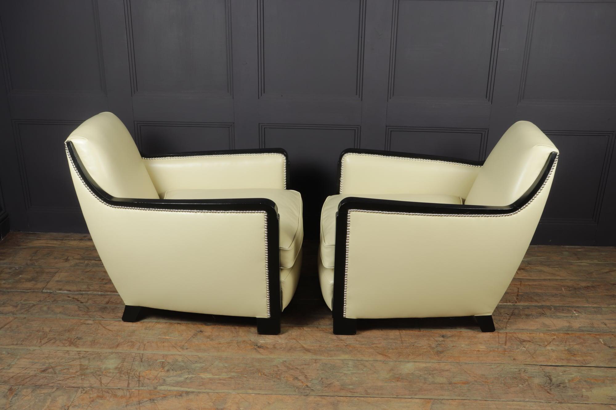 Pair of Art Deco Leather Armchairs 1