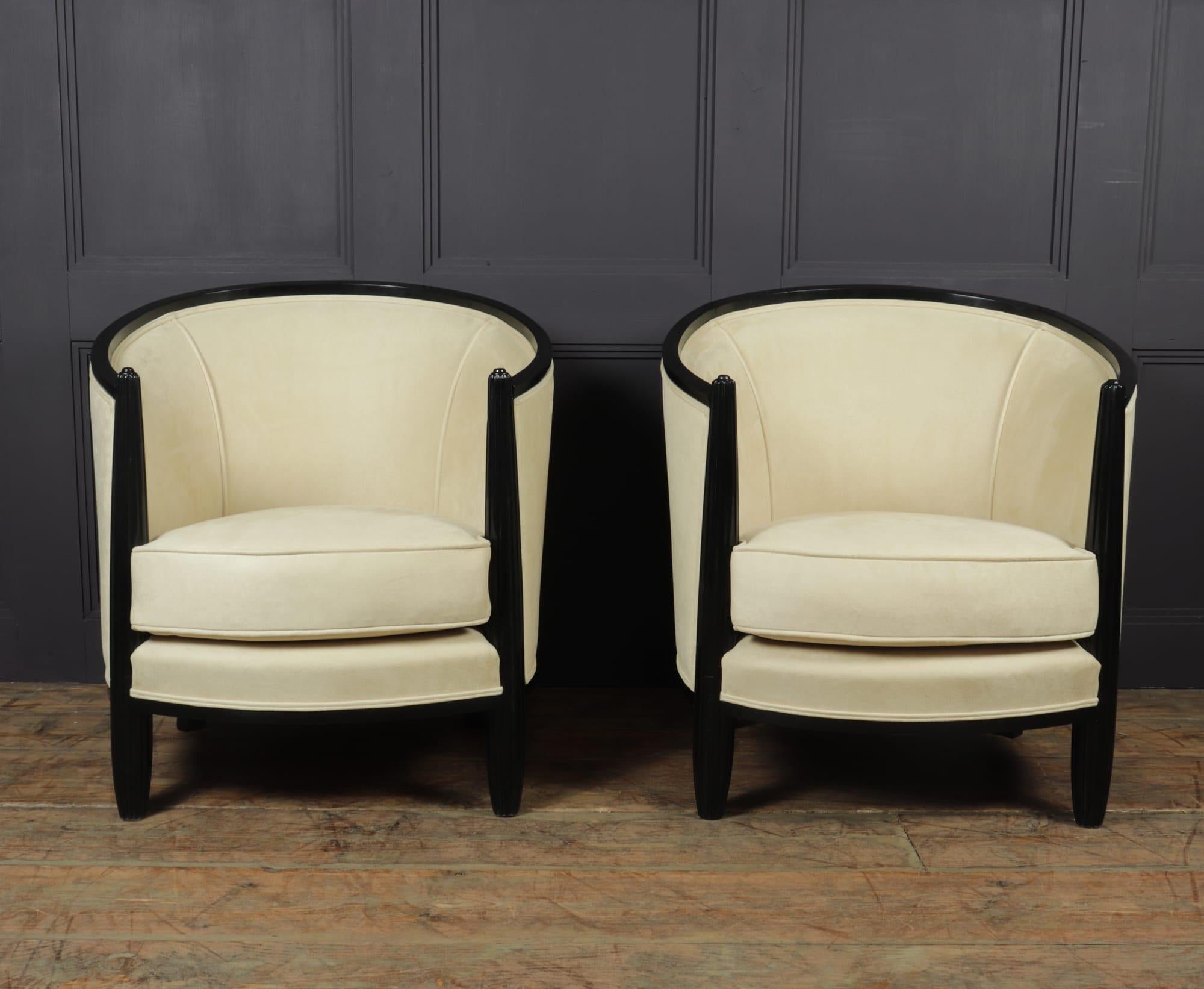 Pair of Art Deco Lounge Armchairs by Paul Follot In Excellent Condition In Paddock Wood Tonbridge, GB