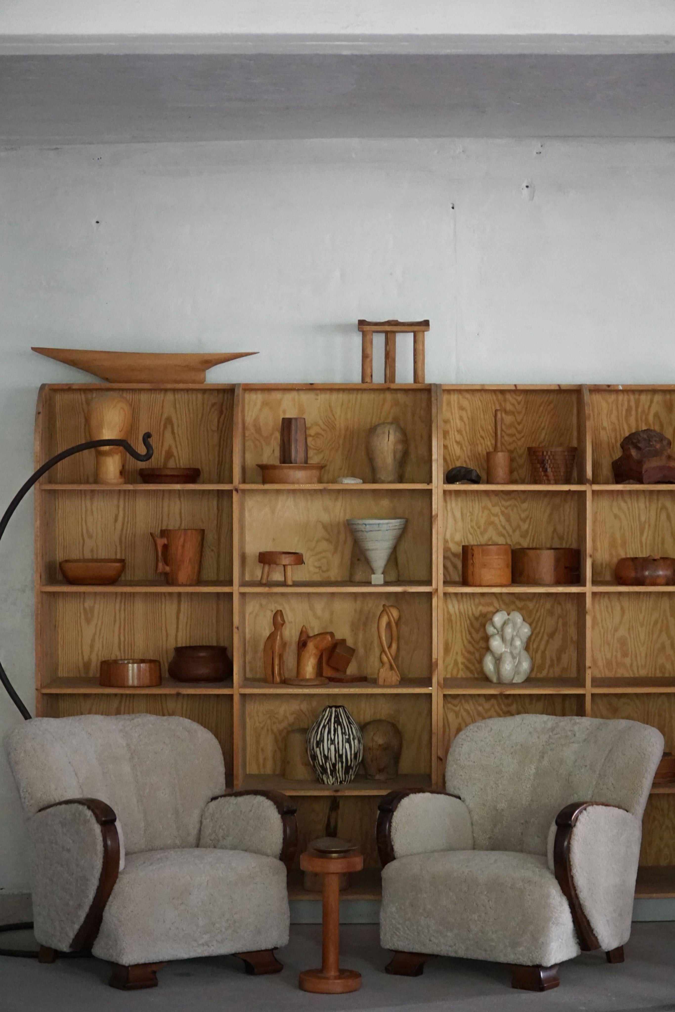 A Pair of Art Deco Lounge Chairs, Lambswool & Birch, Danish Cabinetmaker, 1930s For Sale 5