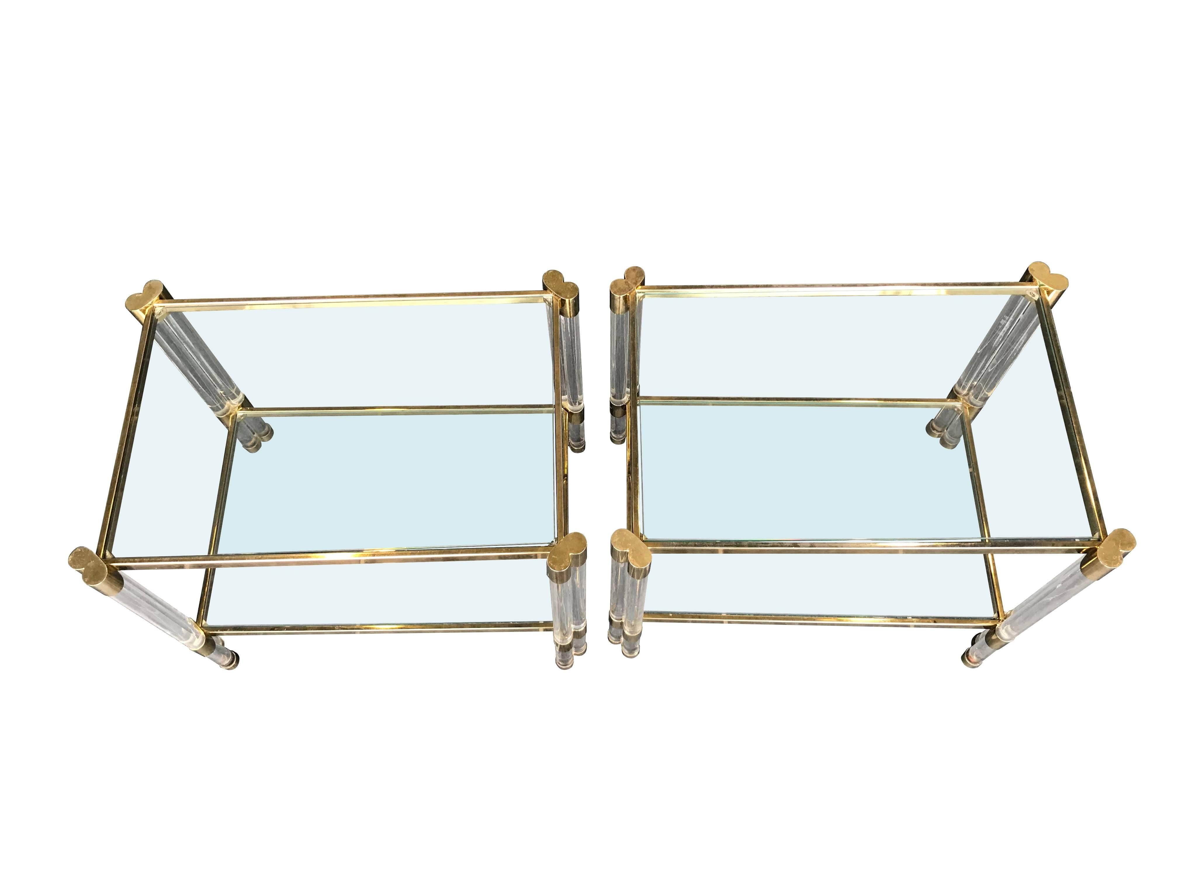 Pair of Art Deco Lucite and Gilt Metal Side Tables 3