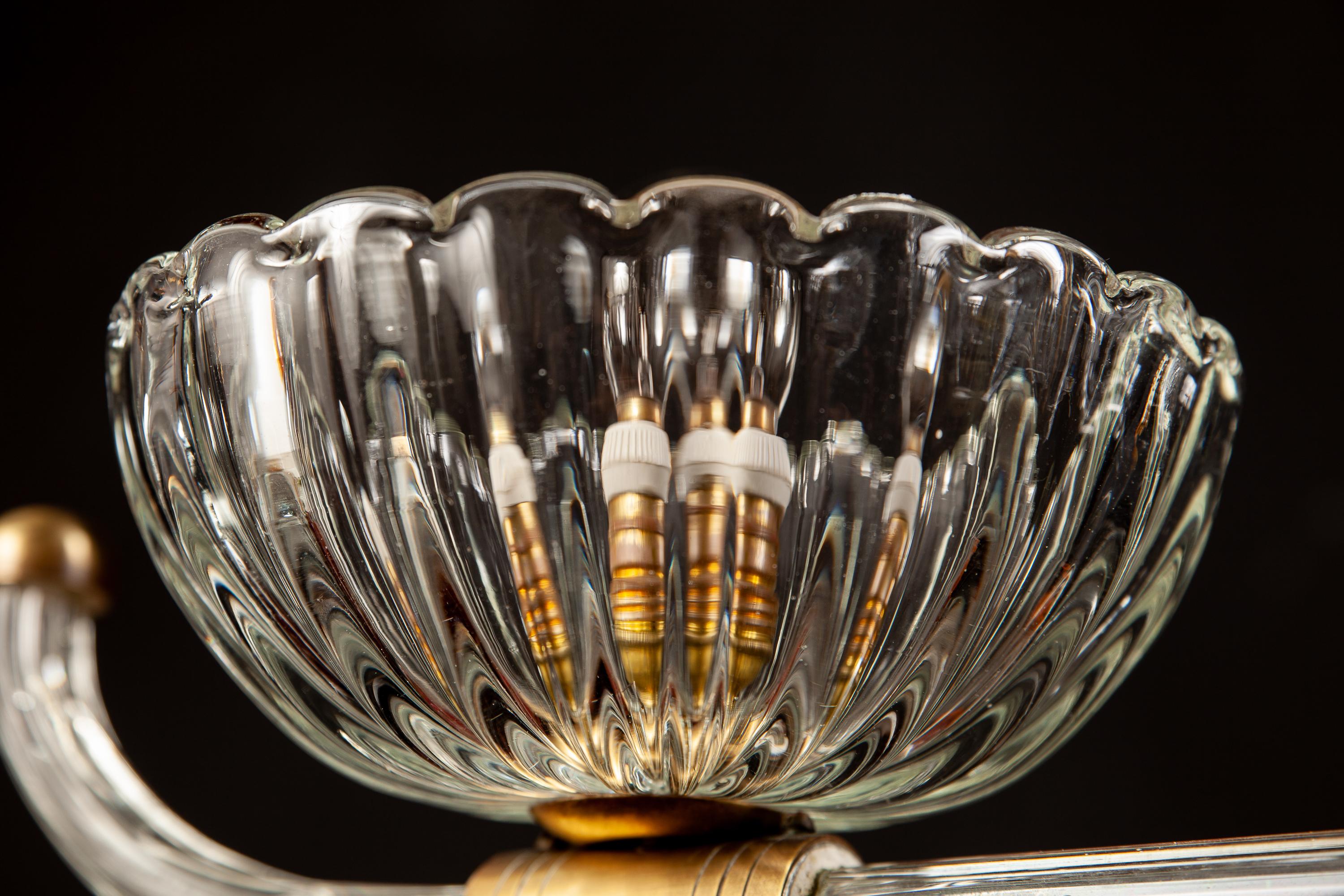 PAIRE de pendentifs ou de lanternes Art Déco en verre de Murano et en laiton  par Barovier en vente 5