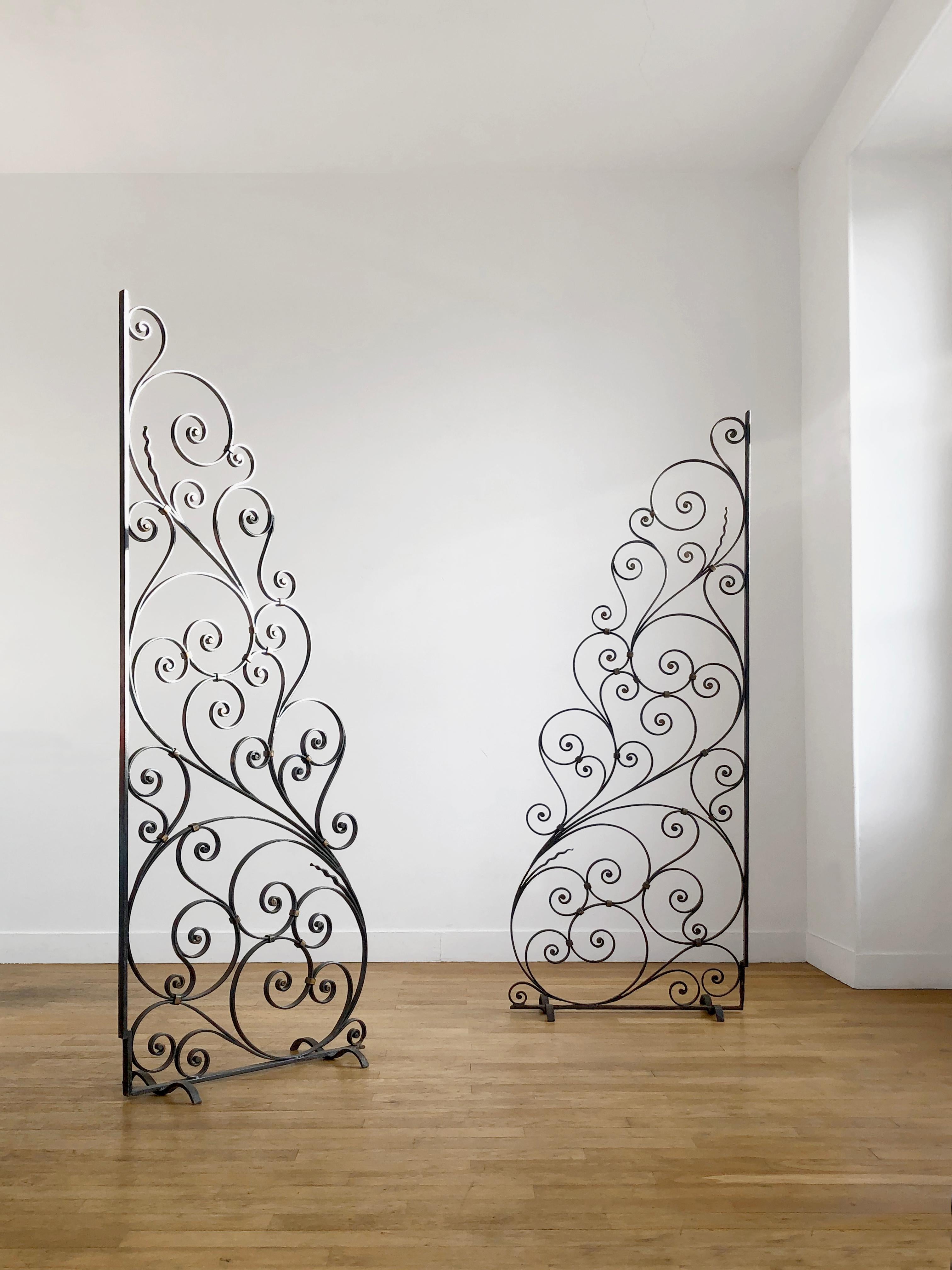 A pair of ART-DECO NEO-CLASSICAL Wrough Iron CLAUSTRAS ROOM DIVIDERS France 1930 For Sale 13