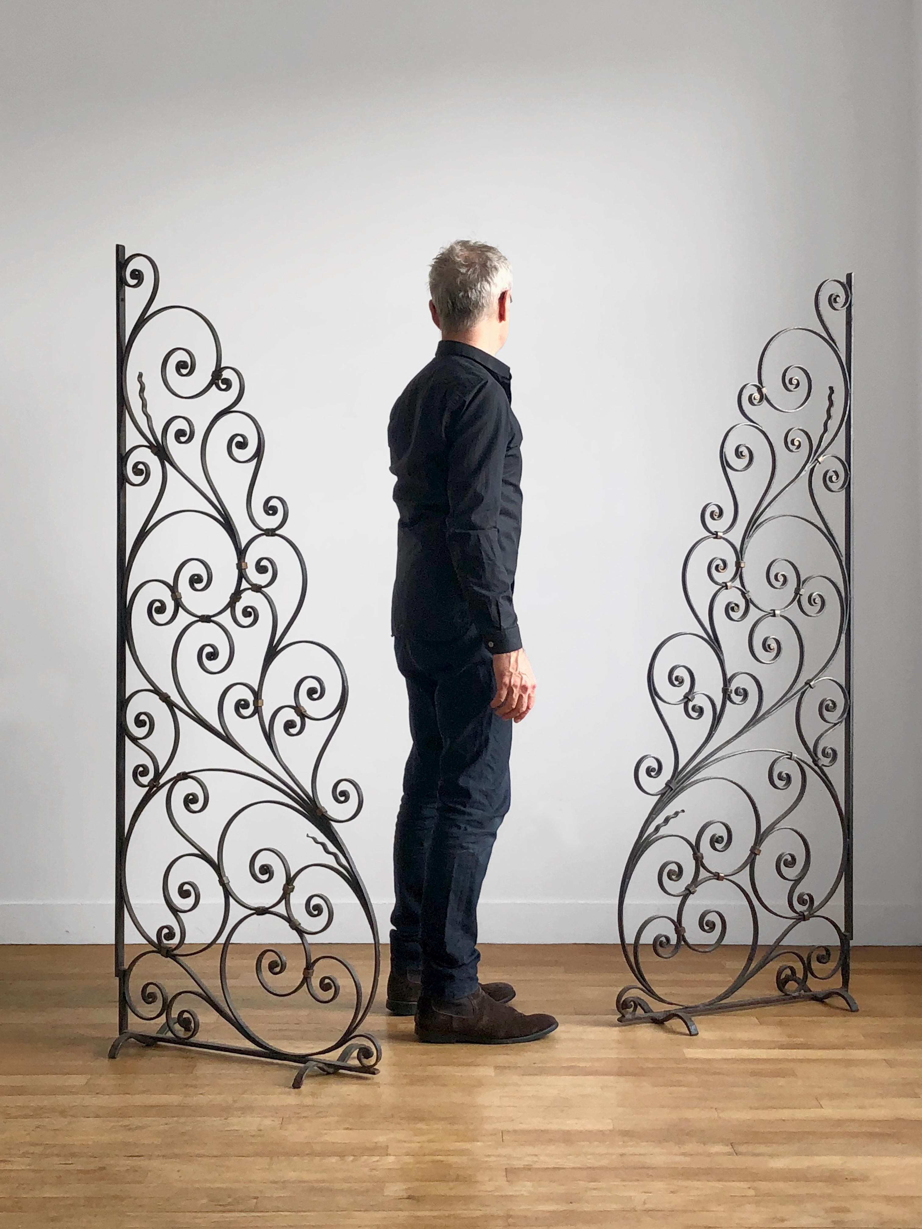 A pair of ART-DECO NEO-CLASSICAL Wrough Iron CLAUSTRAS ROOM DIVIDERS France 1930 For Sale 2