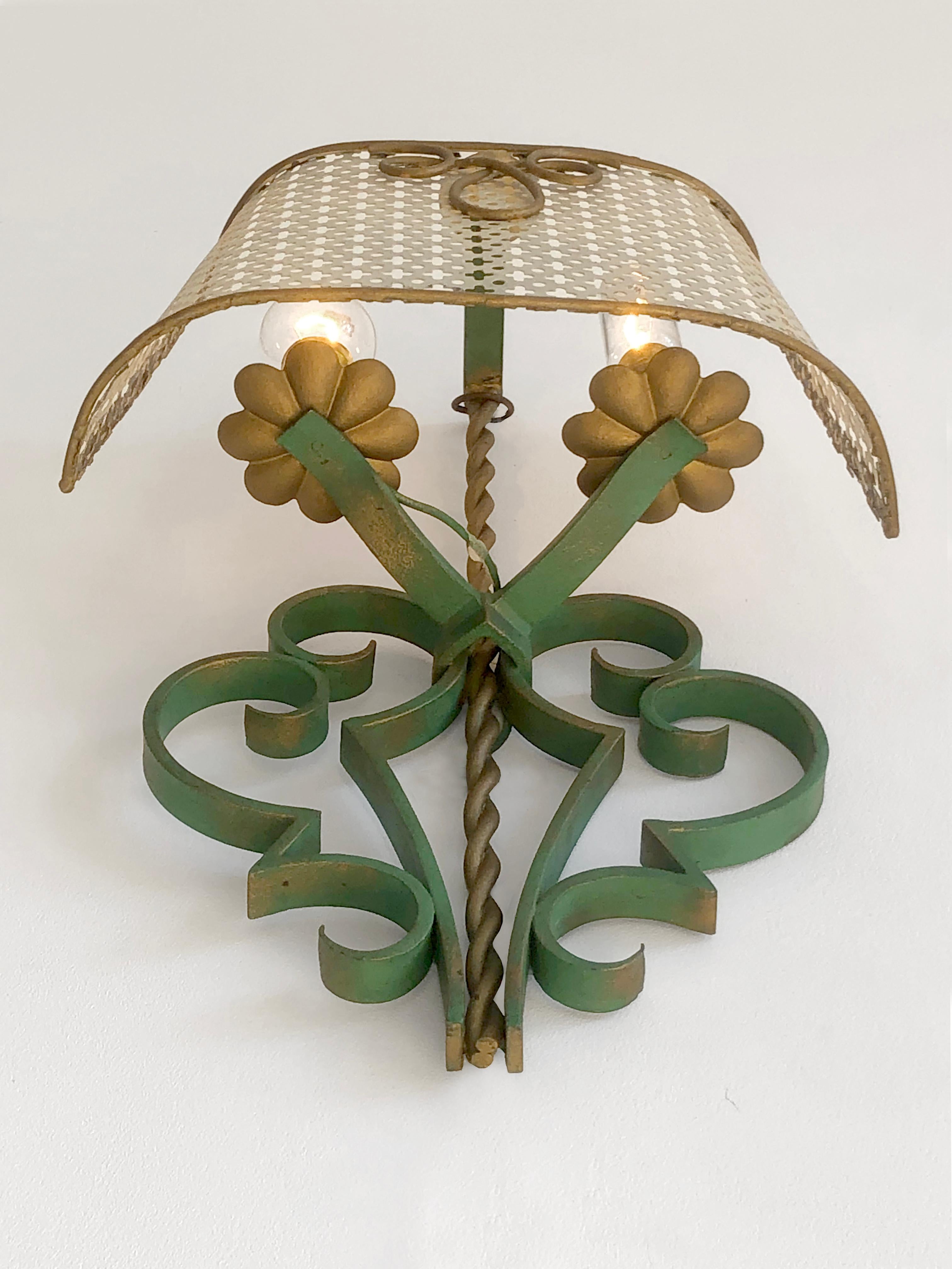 Neoclassical A Pair of ART-DECO NEOCLASSICAL Wall LAMPS Sconces in MATEGOT Style France 1940