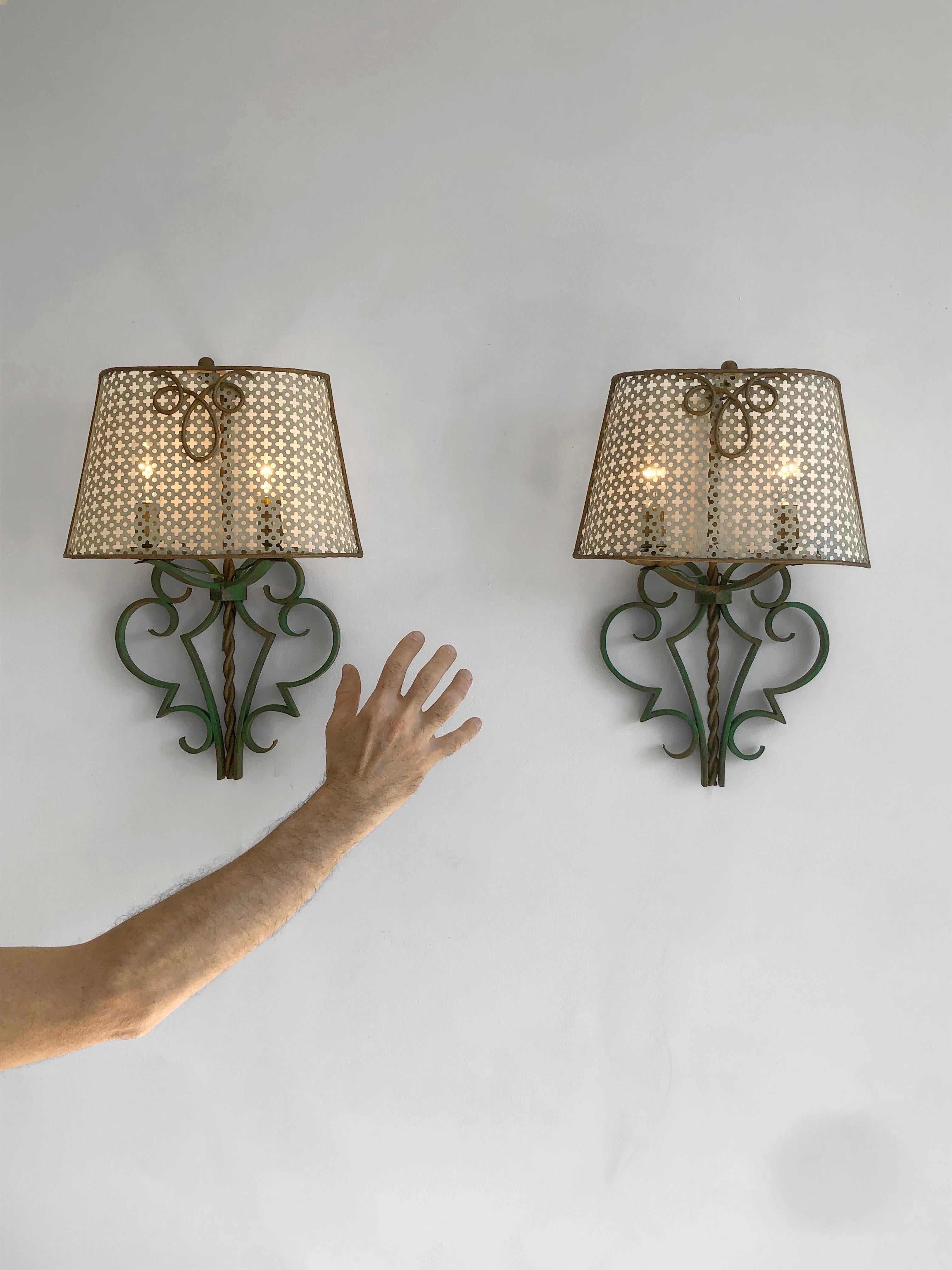 A Pair of ART-DECO NEOCLASSICAL Wall LAMPS Sconces in MATEGOT Style France 1940 4