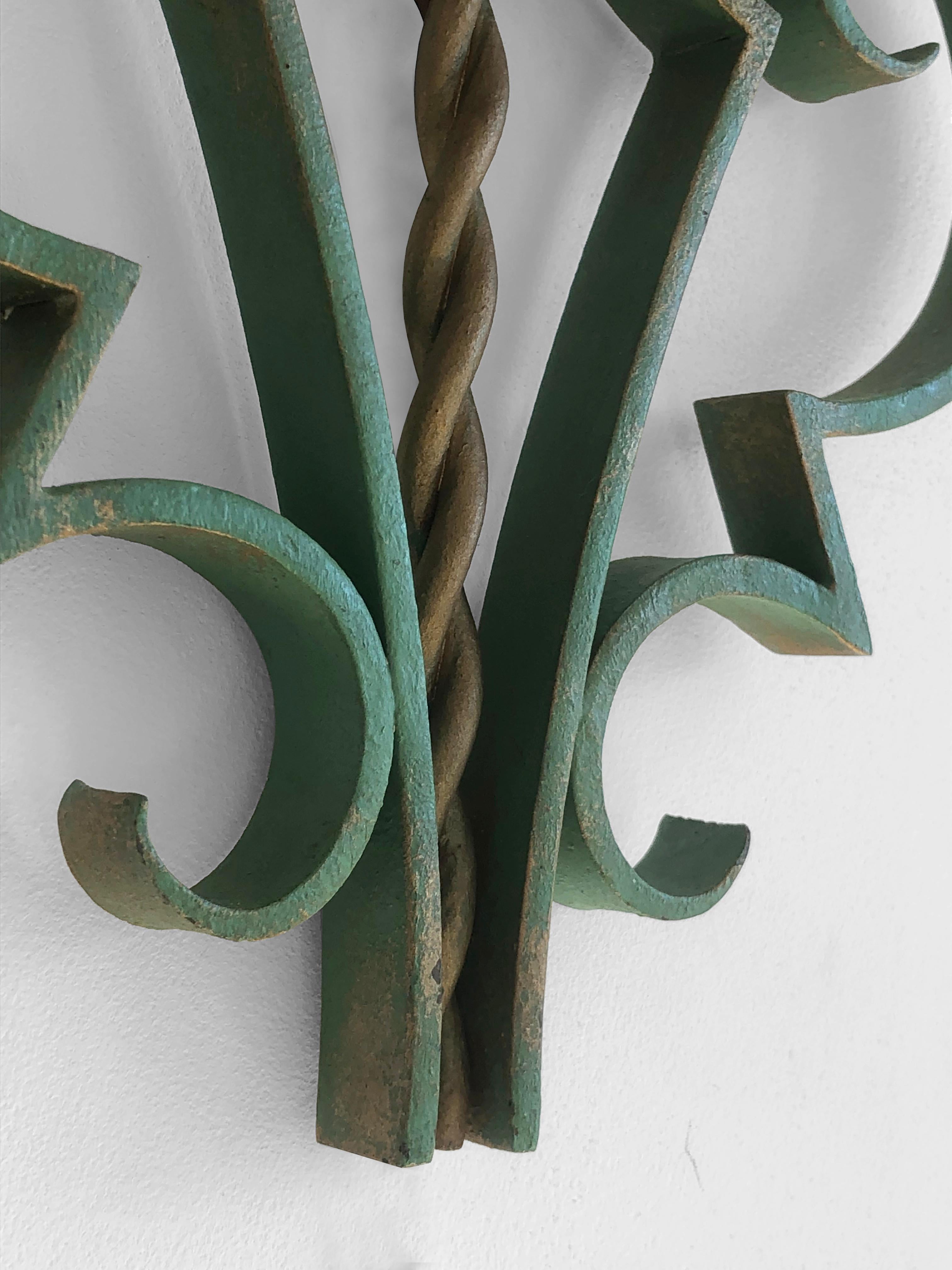 Metalwork A Pair of ART-DECO NEOCLASSICAL Wall LAMPS Sconces in MATEGOT Style France 1940