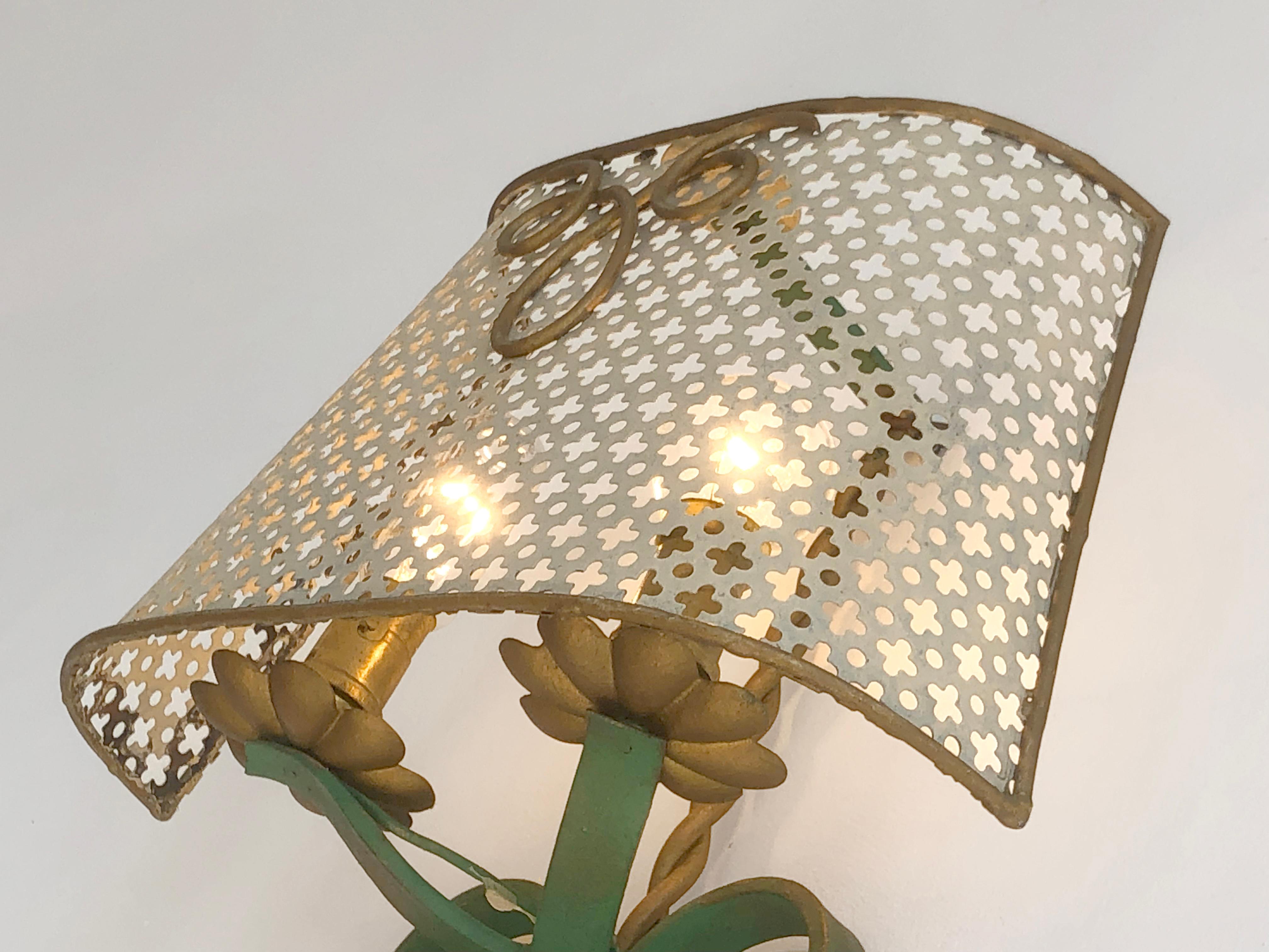 Wrought Iron A Pair of ART-DECO NEOCLASSICAL Wall LAMPS Sconces in MATEGOT Style France 1940