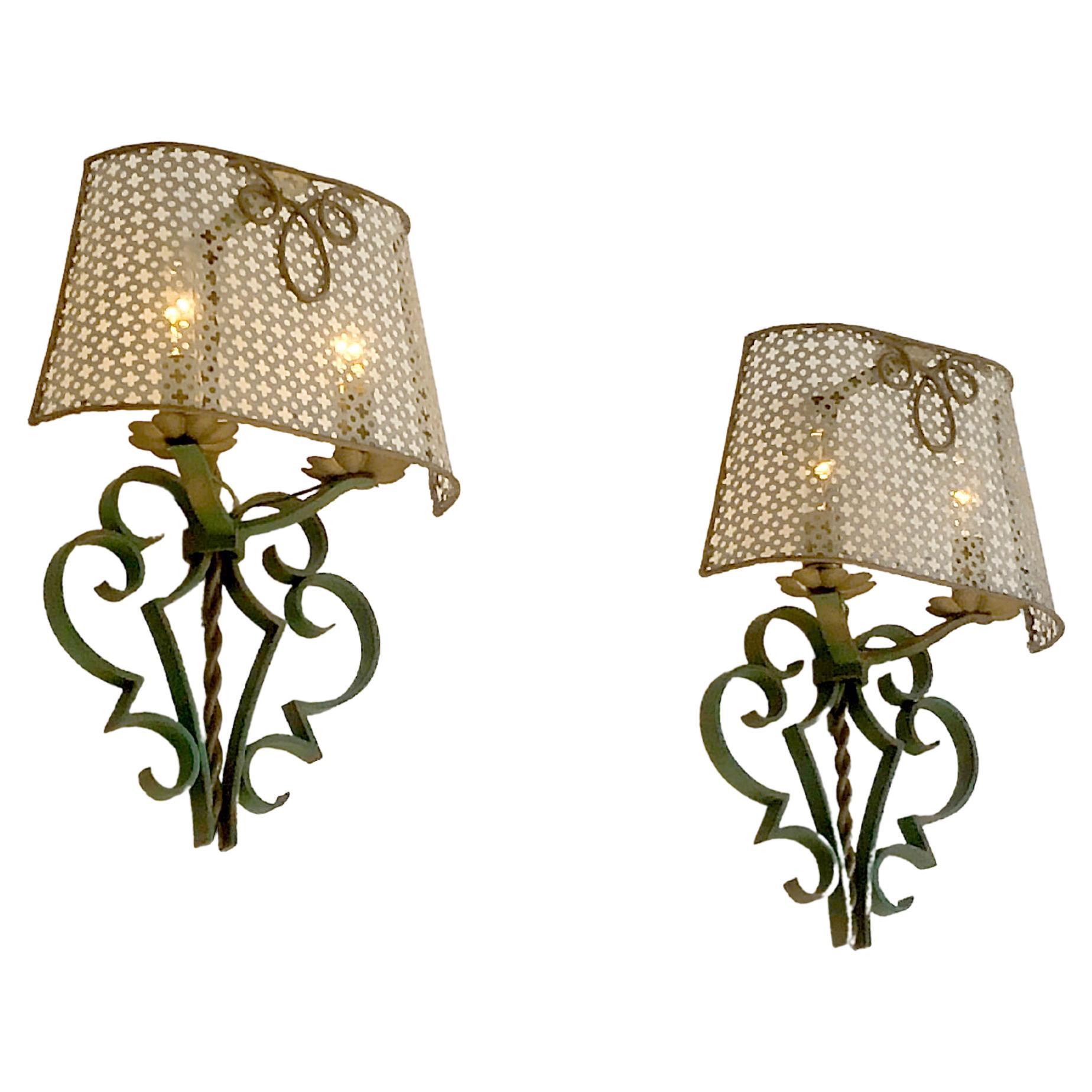 A Pair of ART-DECO NEOCLASSICAL Wall LAMPS Sconces in MATEGOT Style France 1940