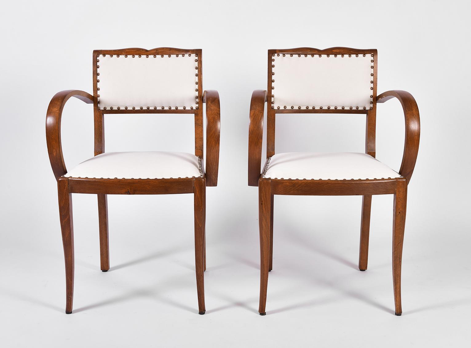 French Pair of Art Deco Oak Chairs