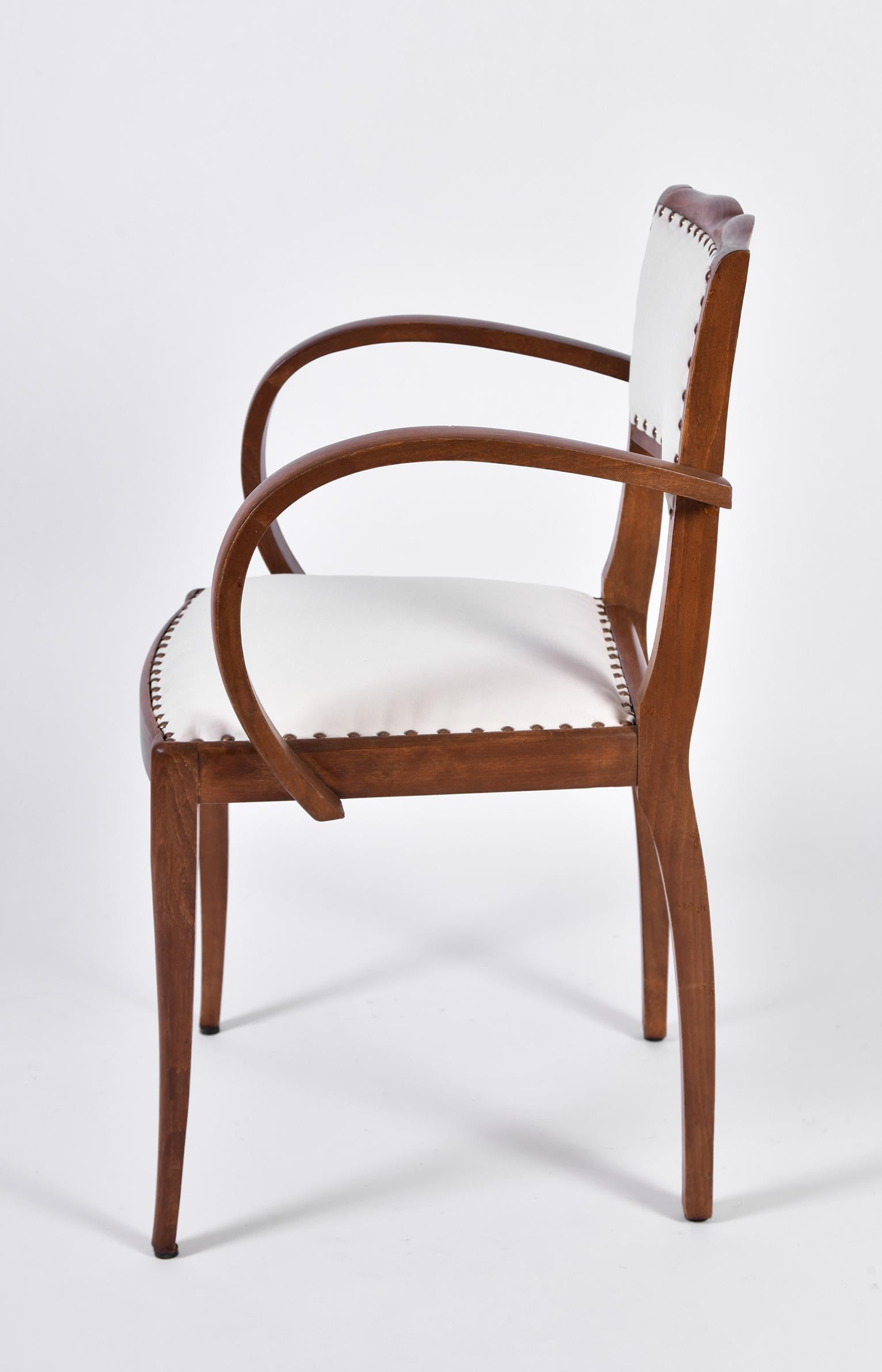 Velvet Pair of Art Deco Oak Chairs