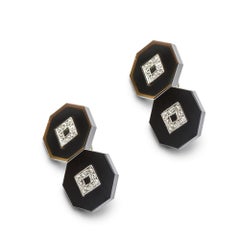 Ein Paar Manschettenknöpfe aus Onyx und Diamanten im Art-Deco-Stil