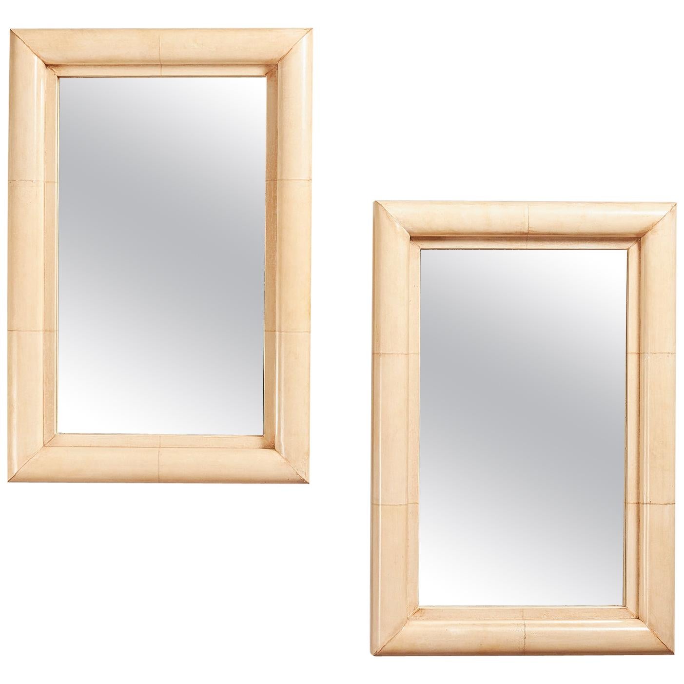 Pair of 20th Century Art Deco Parchment Mirrors