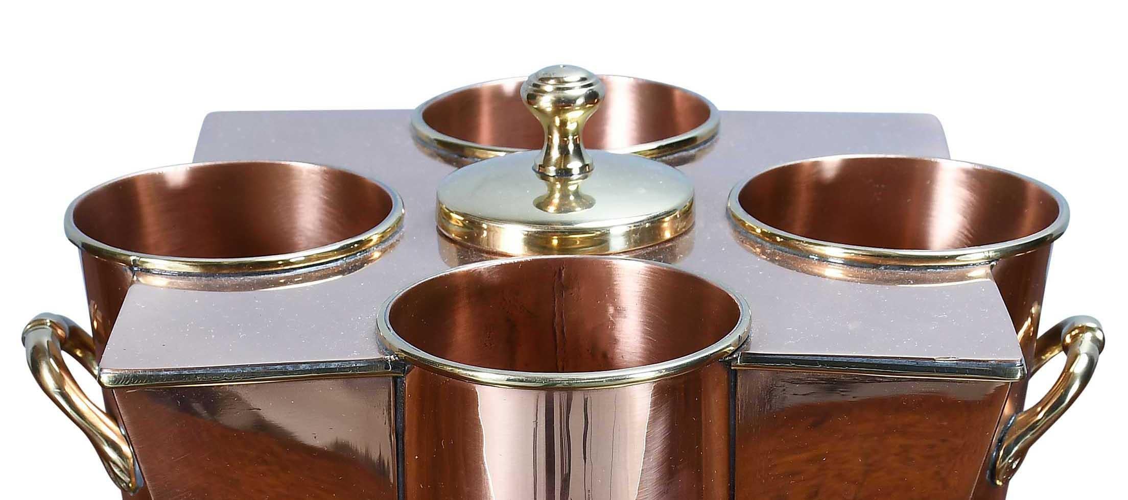 Ein Paar Weink�ühler aus Kupfer und Messing aus der Zeit des Art déco im Zustand „Gut“ im Angebot in Harrodsburg, KY