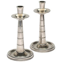 Pair of Art Deco Pewter Candlesticks, by GAB Tenn Svensk