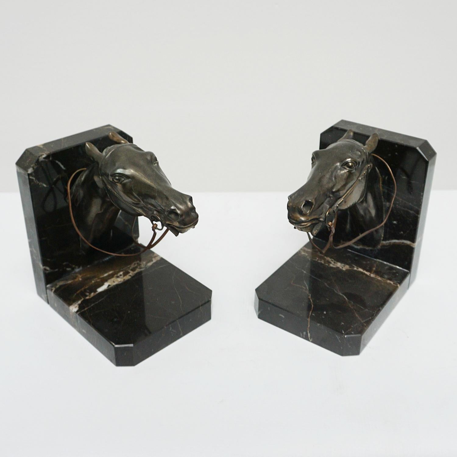 Mid-20th Century Pair of Art Deco 'Racehorse' Bookends Circa 1935