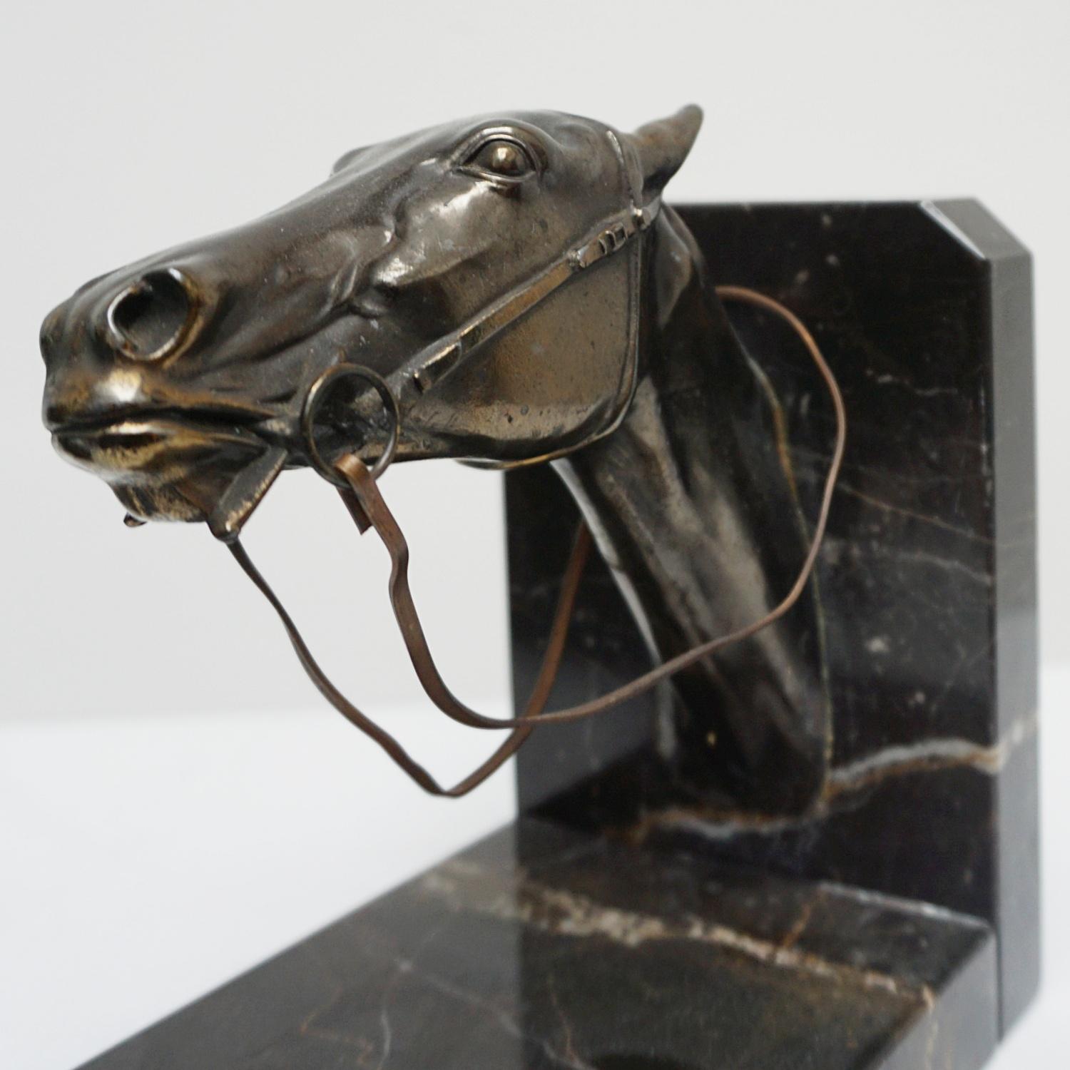 Pair of Art Deco 'Racehorse' Bookends Circa 1935 1