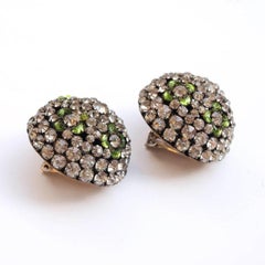 A Pair of Art Deco Rhinestone Bombe Earrings