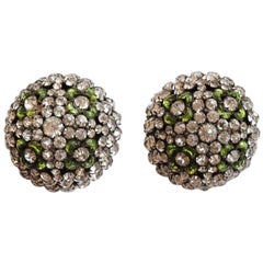 A Pair of Art Deco Rhinestone Bombe Earrings