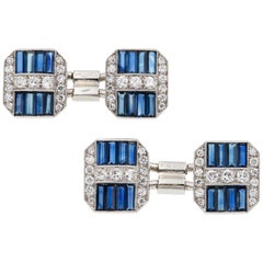 Pair of Art Deco Sapphire and Diamond Cufflinks