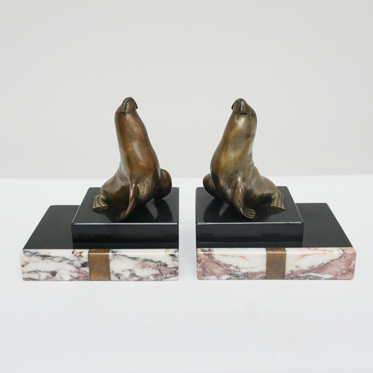 Pair of Art Deco Sea Lion Bookends 1