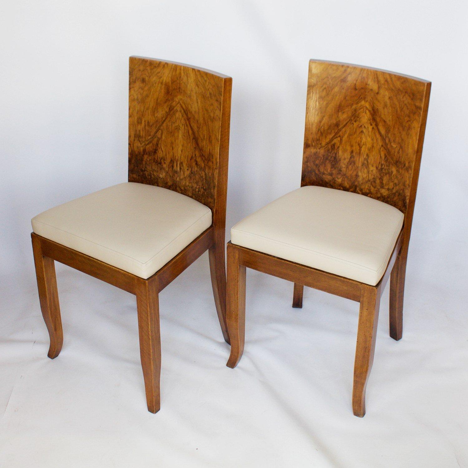 Leather Pair of Art Deco Side Chairs English, Circa 1930